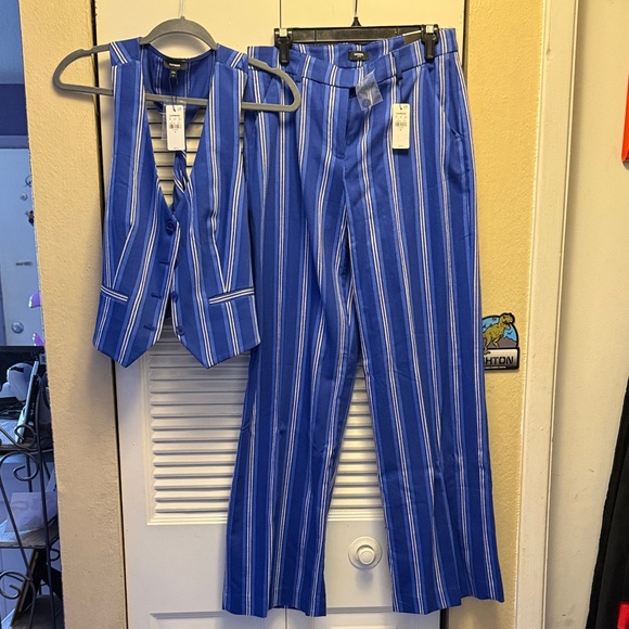 Express Pants - Express Blue and White Striped Pantsuit